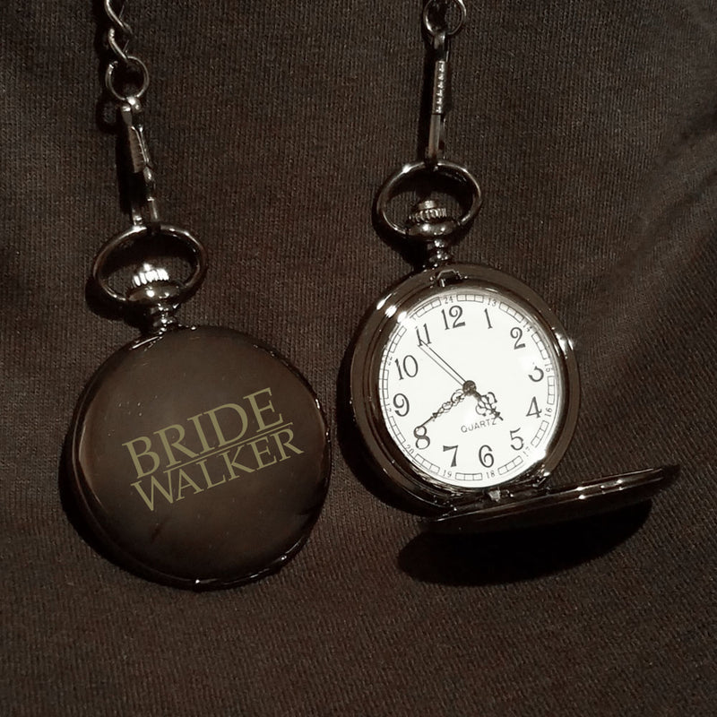 Bride Walker Gunmetal Pocket Watch Black Metal Custom Father of the Bride Gift