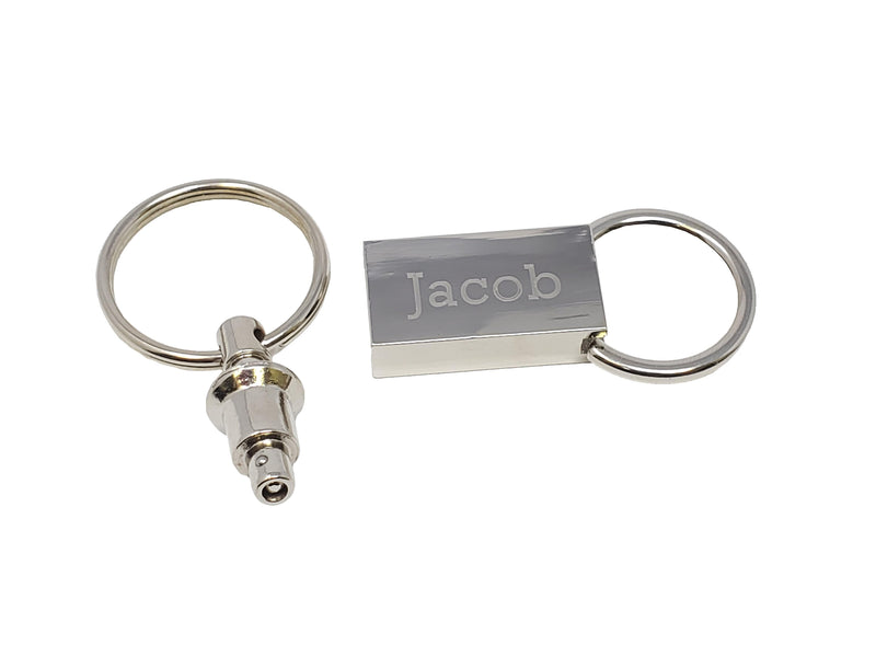 Personalized Silver Detachable Valet Keychain - cheapgroomsmengifts