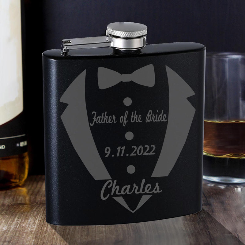 Personalized Father of Bride Tuxedo Flask Perfect gift from Bride Wedding Gift Engraved Flask Gift From Daughter Gift for Bachelor Party
