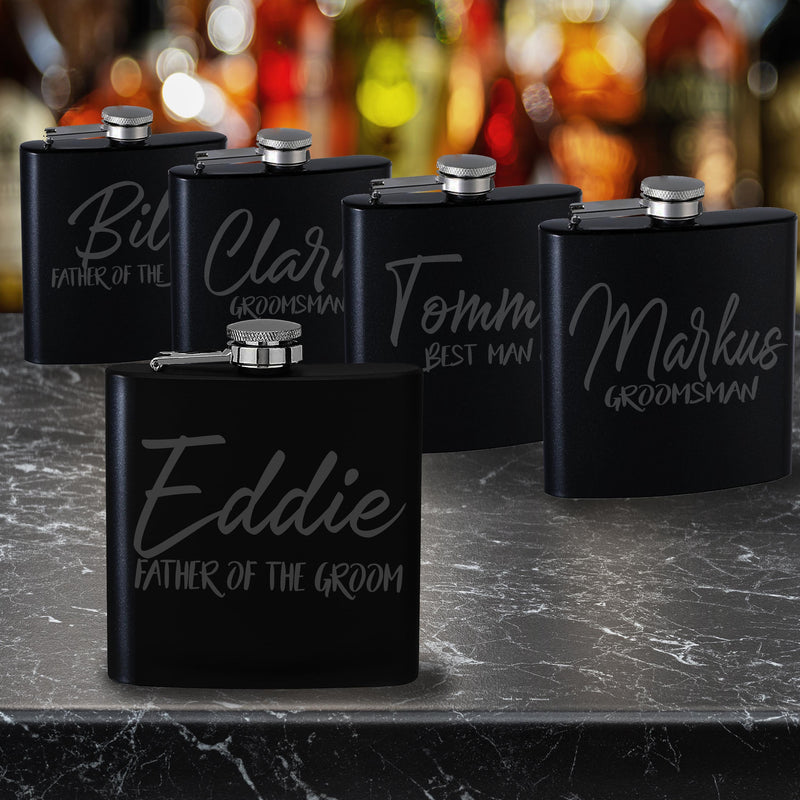 Set of 5 Personalized Flasks Groomsmen Proposal Gifts Best Man Perfect gift from Groom Wedding Engraved Flask Vertical Bachelor Party Gifts
