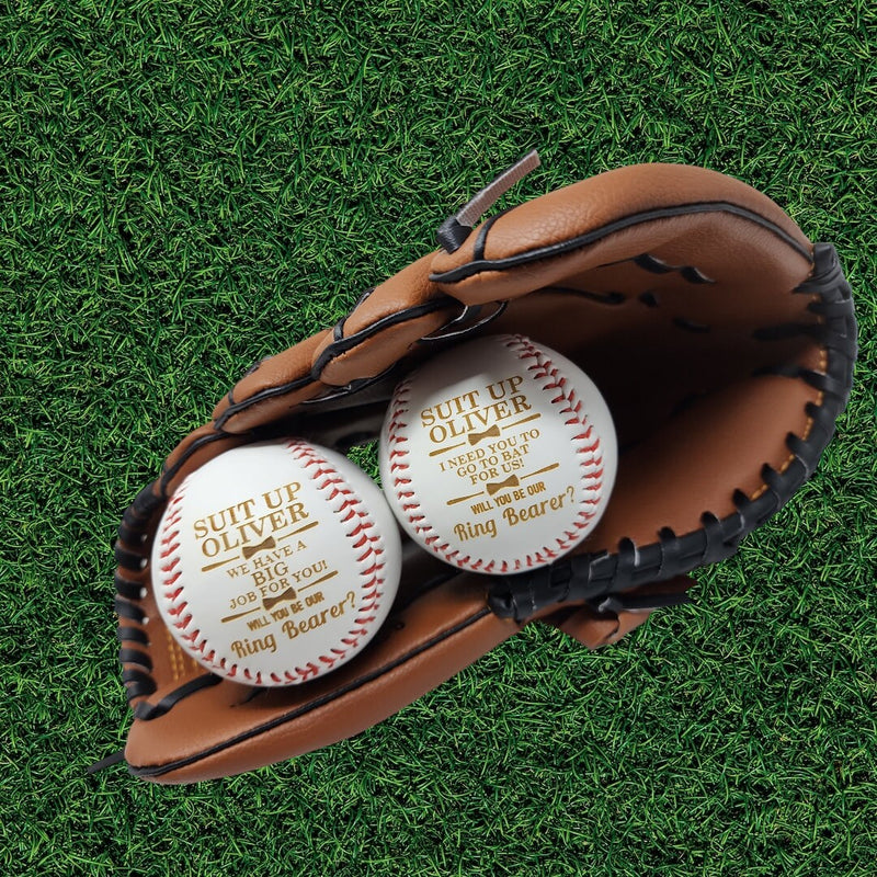 Personalized Suit Up Baseball or Bat Ring Bearer Gift Proposal Gift