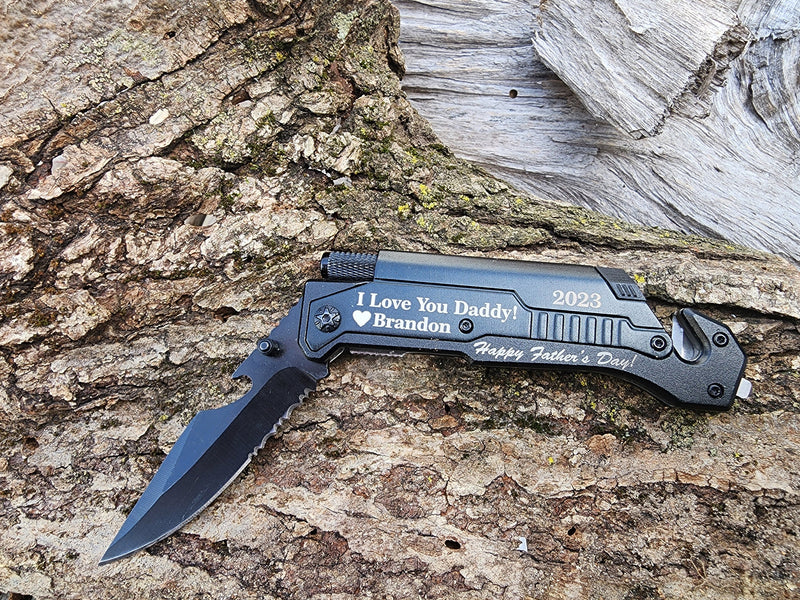 Personalized First Fathers Day Pocket Knife Gift Perfect Grandpa's 1st Father's Day engraved Gift.