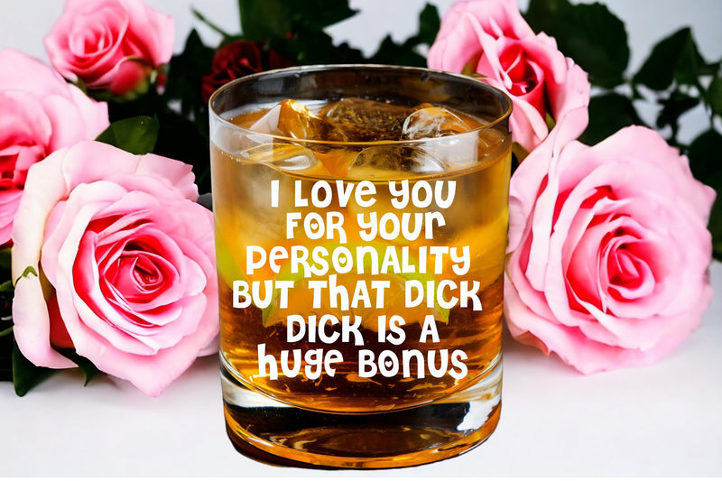 Funny Small Bonus Personalized Naughty Whiskey Glass Valentines Day Gift for Him Men Custom Gift Husband Boyfriend Anniversary Birthday Gift