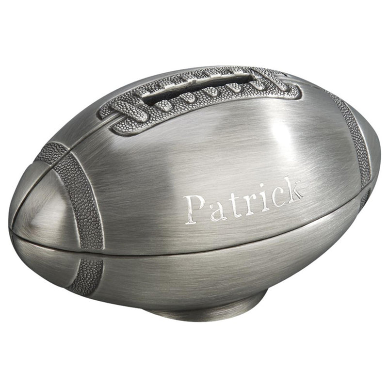 Personalized Pewter Finish Football Bank - cheapgroomsmengifts