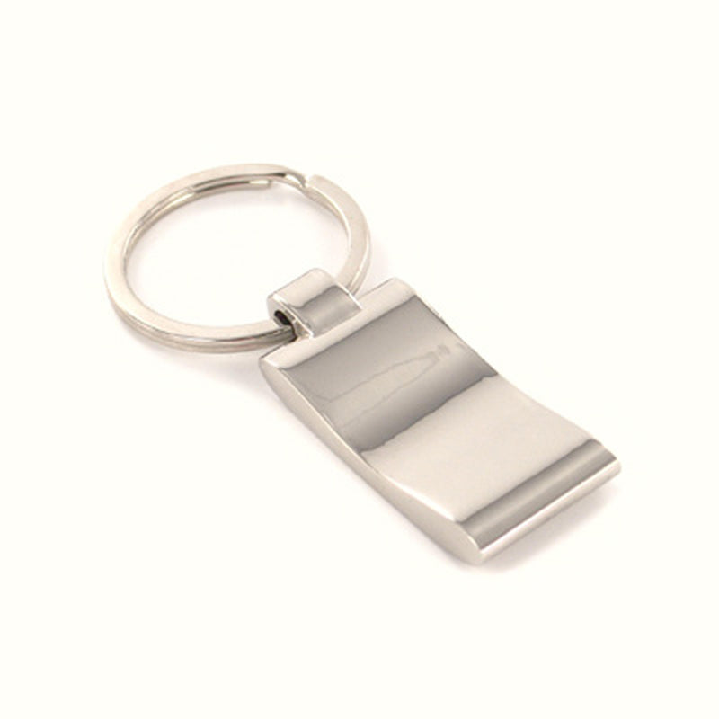 Personalized Silver Rectangle Key Chain w- Brushed Center - cheapgroomsmengifts