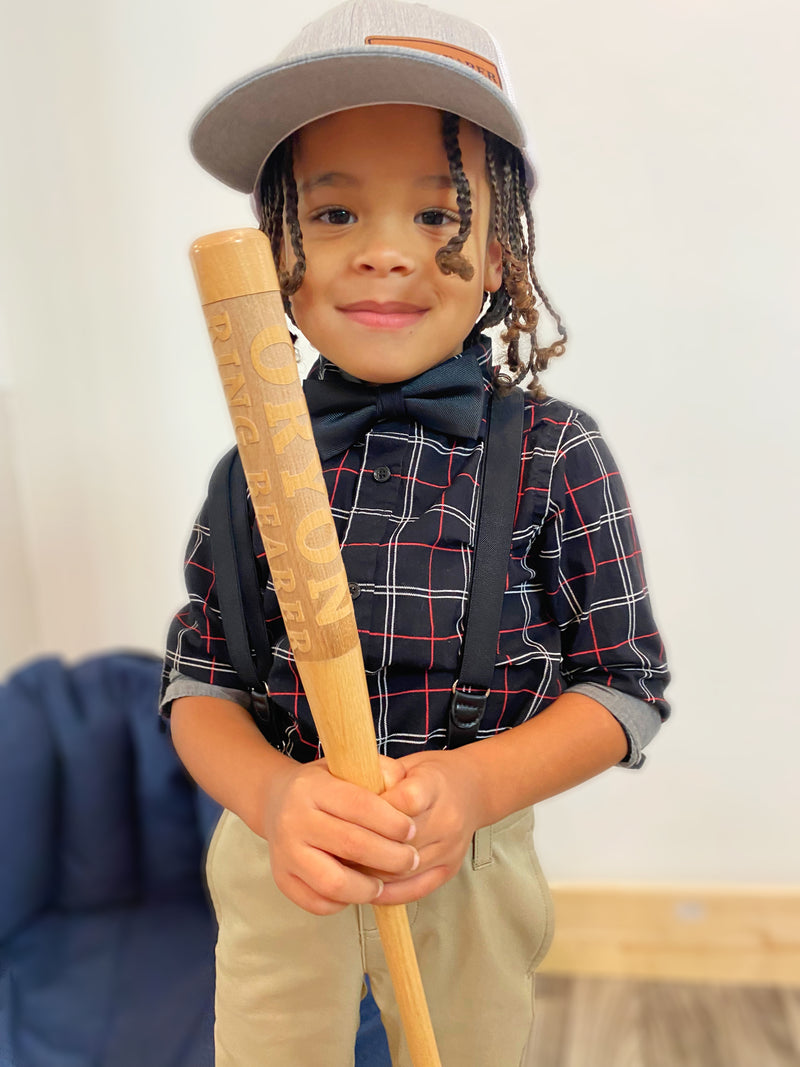 Custom Engraved Baseball or Mini Bat Gift for Ring Bearer Proposal