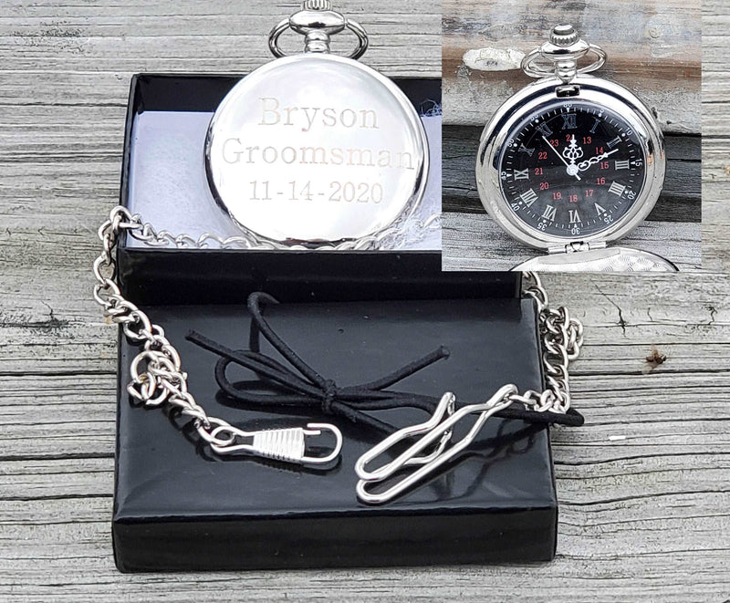 Personalized Silver Pocket Watch - cheapgroomsmengifts