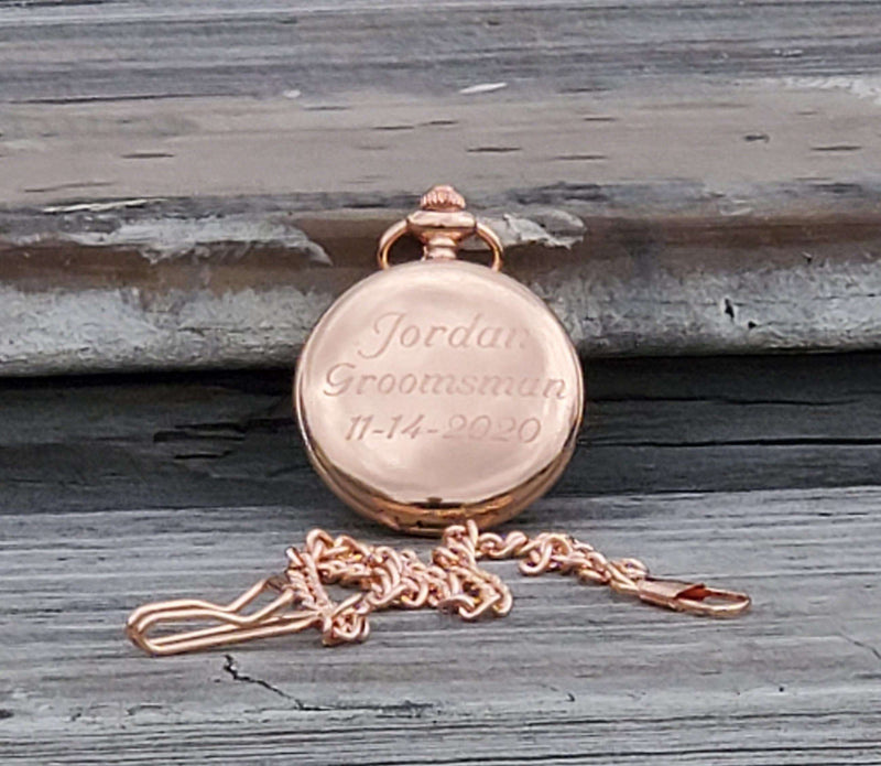 Personalized Rose Gold Pocket Watch - cheapgroomsmengifts