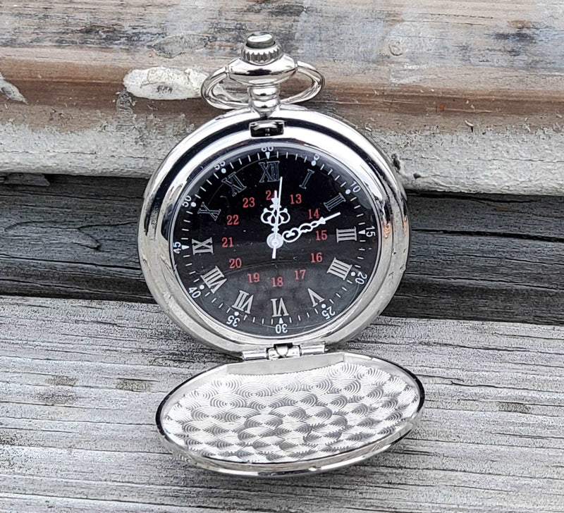 Personalized Silver Pocket Watch Christmas Gift from Daughter, Son or Wife Engraved Gift To Men