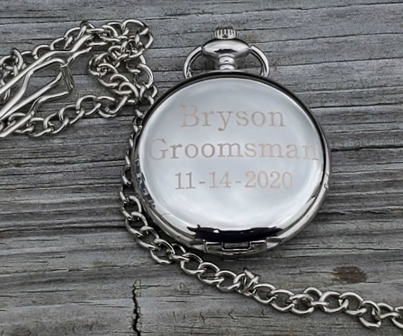 Personalized Silver Pocket Watch Christmas Gift from Daughter, Son or Wife Engraved Gift To Men