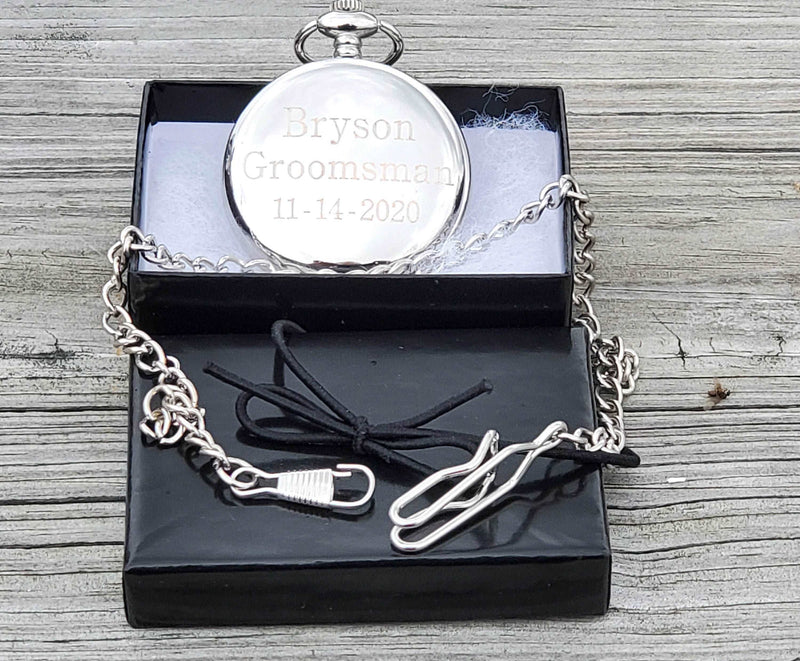 Personalized Silver Pocket Watch - cheapgroomsmengifts