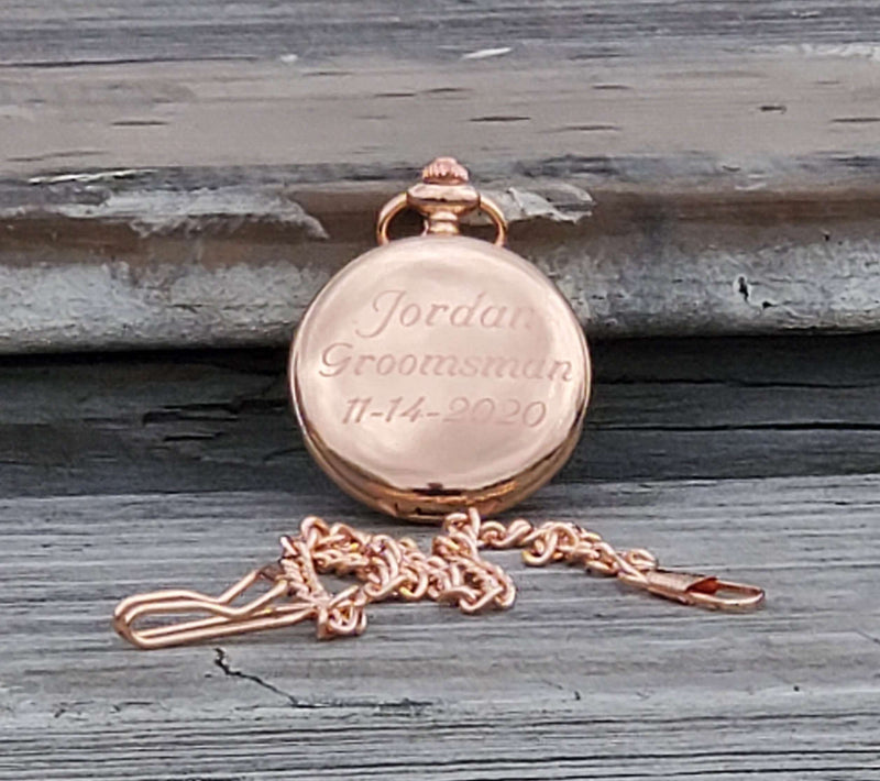 Personalized Rose Gold Pocket Watch Groomsmen Gifts Father of Groom Bride Gift Best Man Gift Groom Wedding Party Gifts Groomsman Proposal