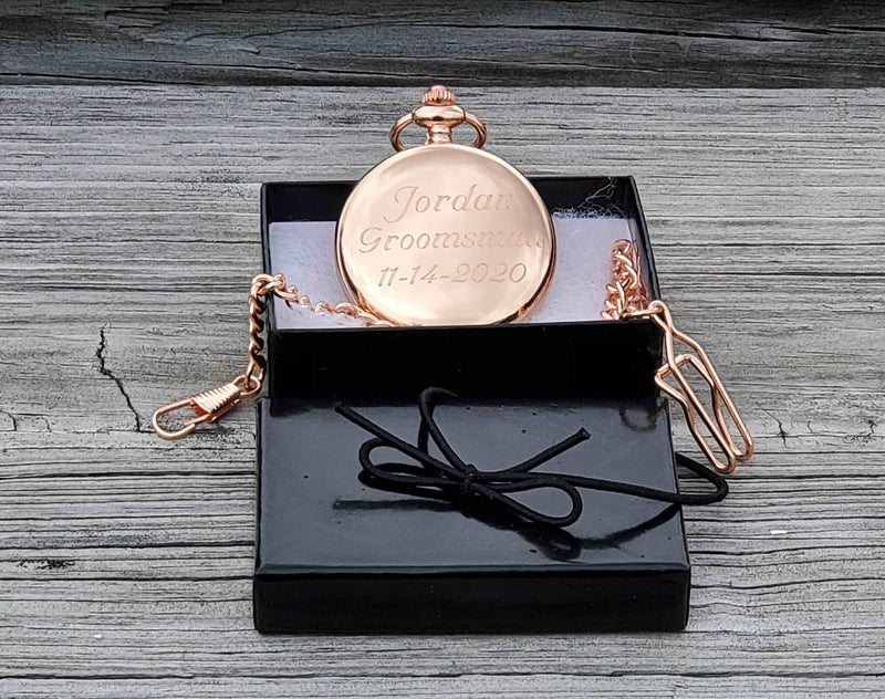 Personalized Rose Gold Pocket Watch - cheapgroomsmengifts