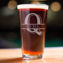 Personalized Etched Monogram Pint Glass - cheapgroomsmengifts