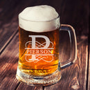 Personalized Etched Roman Flourish Monogram Beer mug - cheapgroomsmengifts