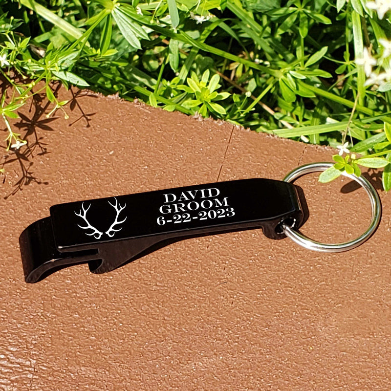 Personalized Groom Antler Bottle Opener Key Chain Engraved Beer Key Chain Groom Gift Groomsmen Bachelor Party Gifts