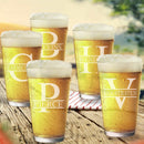 Personalized Etched Set of 5 Groomsmen Gift Split Monogram Pint Glass Beer mugs Groomsmen Proposal Gifts Best Man Groomsmen Beer Mug