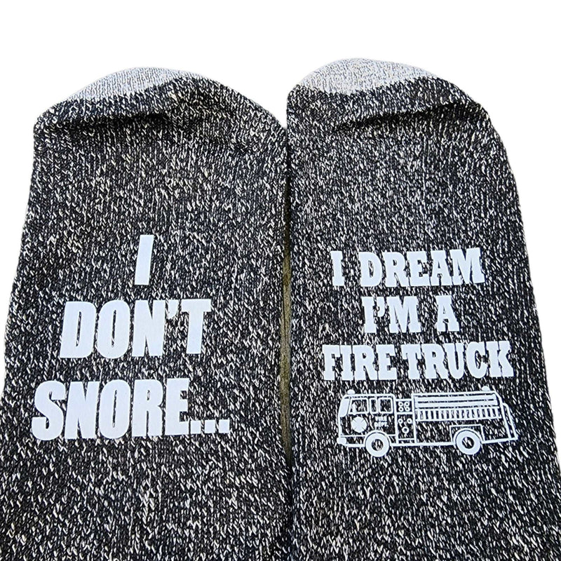 Funny Gift Socks I Don't Snore I Dream I'm a Fire Truck Gift for Men gag gift Fireman socks gifts Fathers Day Fire Fighter Gift for Grandpa