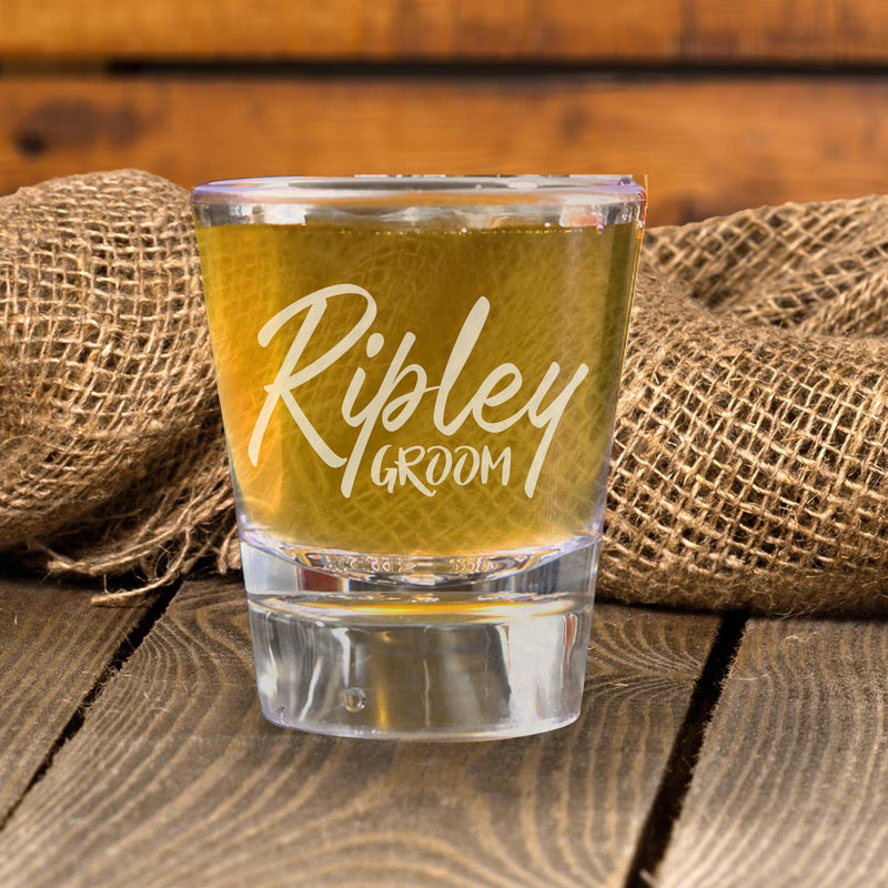 Set of 5 Personalized Script Shot Glasses Groomsmen Proposal Gifts from Groom Custom Wedding Engraved Shot Glasses Bachelor Party Gifts