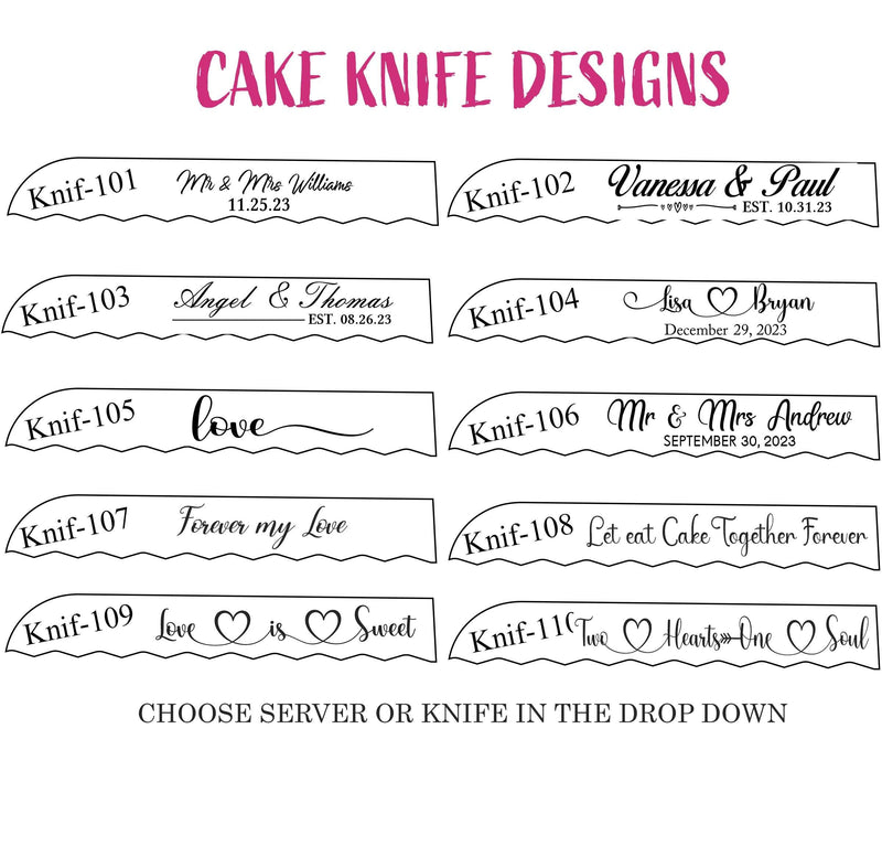 Engraved Wedding Cake Knife & Server Set Personalized Bridal Shower Gift Wedding Anniversary Cake Cutting Set Gift for Bride and Groom