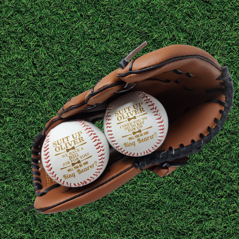 Custom Engraved Baseball Bat Ring Bearer Proposal Gift