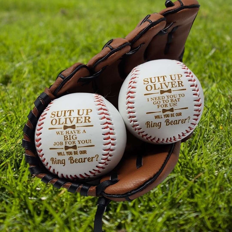 Personalized Suit Up Baseball or Bat Ring Bearer Gift Proposal Gift