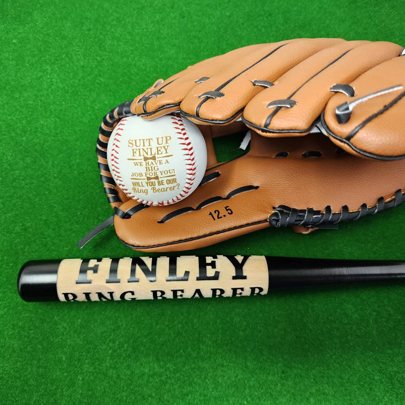 Custom Engraved Baseball Bat Ring Bearer Proposal Gift