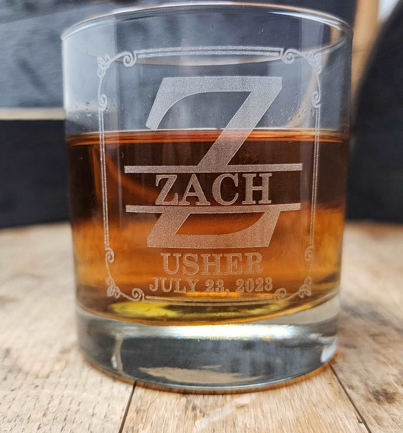 Custom Groomsmen Proposal Whiskey Glasses Personalized Monogrammed Wedding whiskey glasses Gift Set