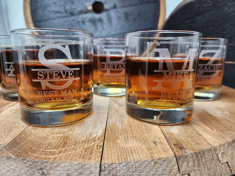 Custom Groomsmen Proposal Whiskey Glasses Personalized Monogrammed Wedding whiskey glasses Gift Set