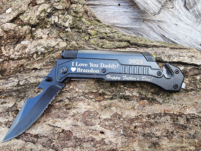 Personalized First Fathers Day Pocket Knife Gift Perfect Grandpa's 1st Father's Day engraved Gift.