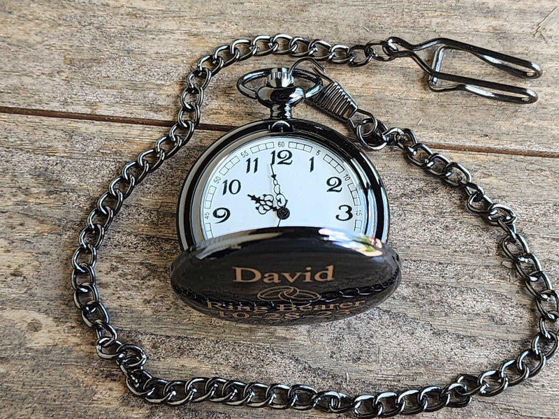 Personalized Pocket Watch Ring Bearer Engraved Gift