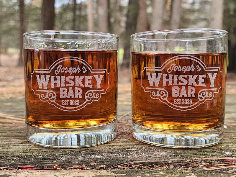 Custom Bar Sign Whiskey Glasses Personalized Whiskey Bar Sign Decor for Home Bar Gift Set Anniversary Birthday Gift for Him Dad