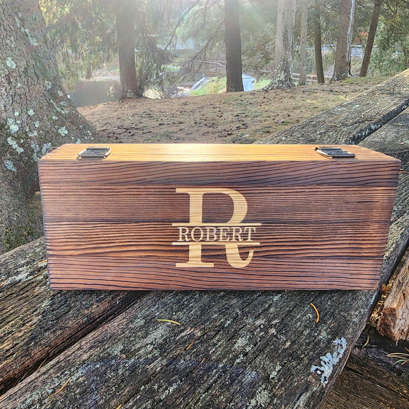 Personalized Wood Box Whiskey Bullet Gift Set Whiskey Stones Bourbon Stones Wood Box Father's Day Groomsmen Gifts for Dad Him Valentines