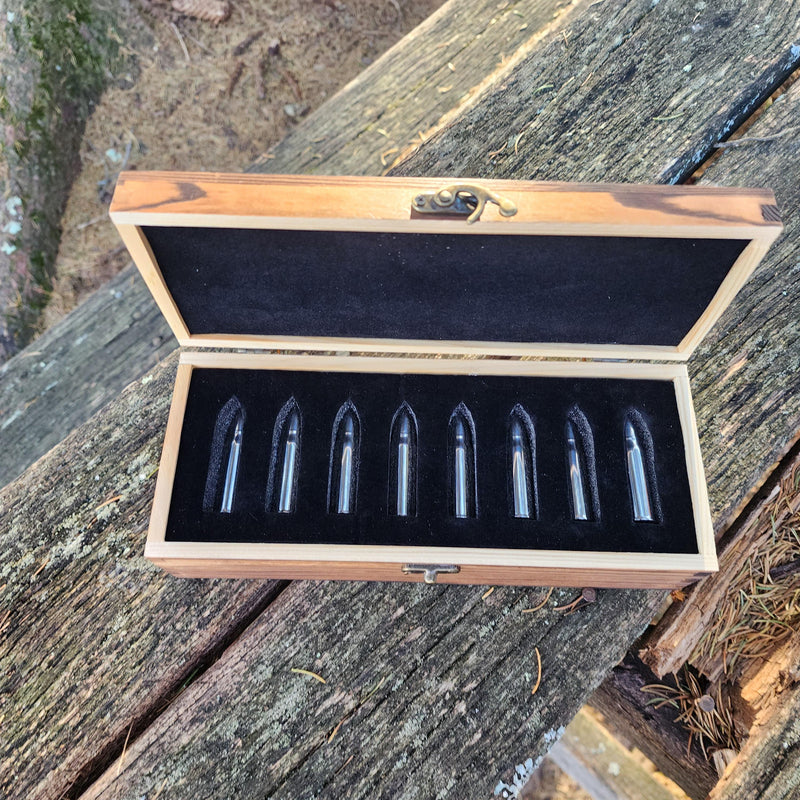 Personalized Wood Box Whiskey Bullet Gift Set Whiskey Stones Bourbon Stones Wood Box Father's Day Groomsmen Gifts for Dad Him Valentines