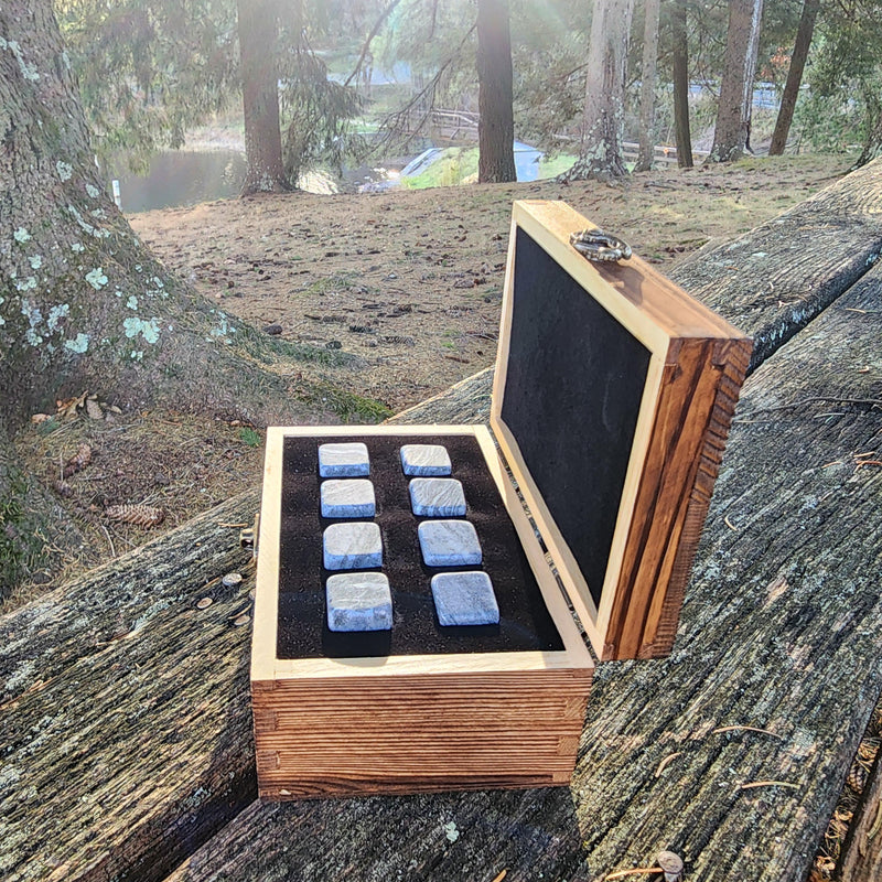 Personalized Square Whiskey Stones Wood Box Gift Set Whiskey Gift Bourbon Stones Father's Day Gift for Dad Groomsmen Perfect Gift for Him