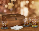 Engraved Whiskey Glass Set: Personalized Bourbon Glasses in Wood Box