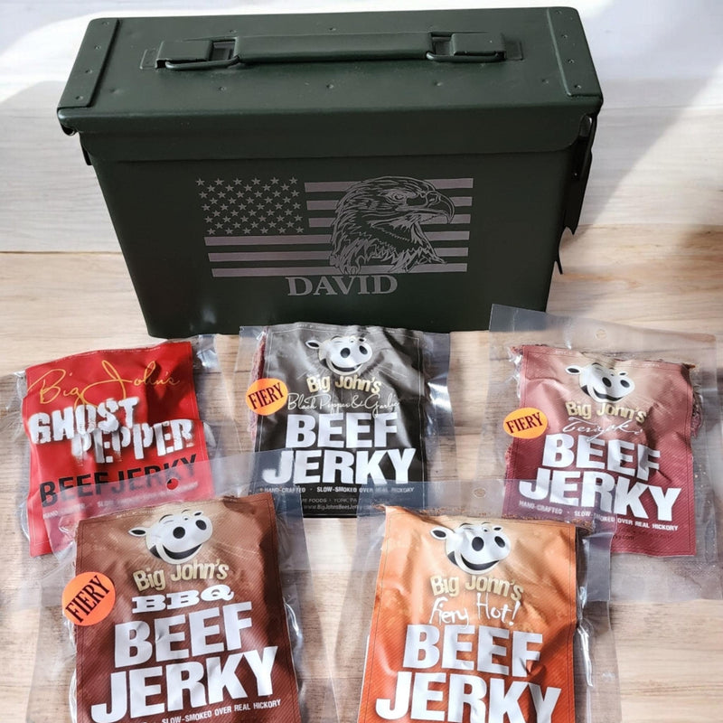 Personalized Ammo Can Beef Jerky Valentines Day Gift for Husband Anniversary Boyfriend Unique Birthday Hunting beef jerky Gift Box Him Man