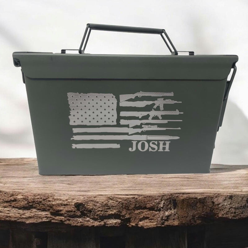 Personalized American Flag Guns Ammo Can Groomsmen Proposal Gifts for Husband Anniversary Birthday Gift for man