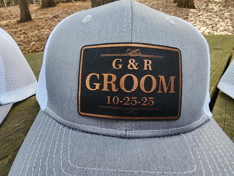 Personalized Groomsman Hat – Richardson 112 Leather Patch Wedding Cap