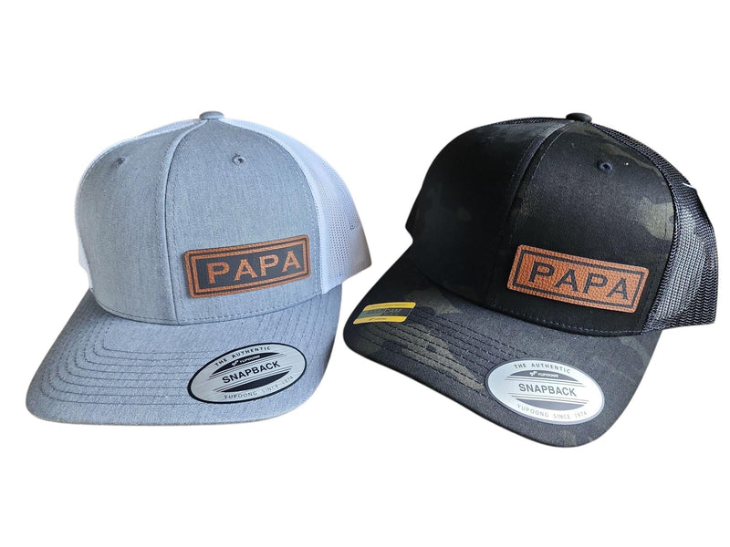 Personalized Papa Hat | Laser-Engraved Leather Patch Snapback