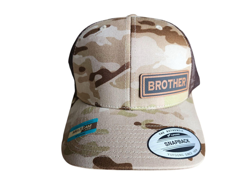 Personalized Leather Patch Snapback Hat, Camo Trucker Cap for Brother