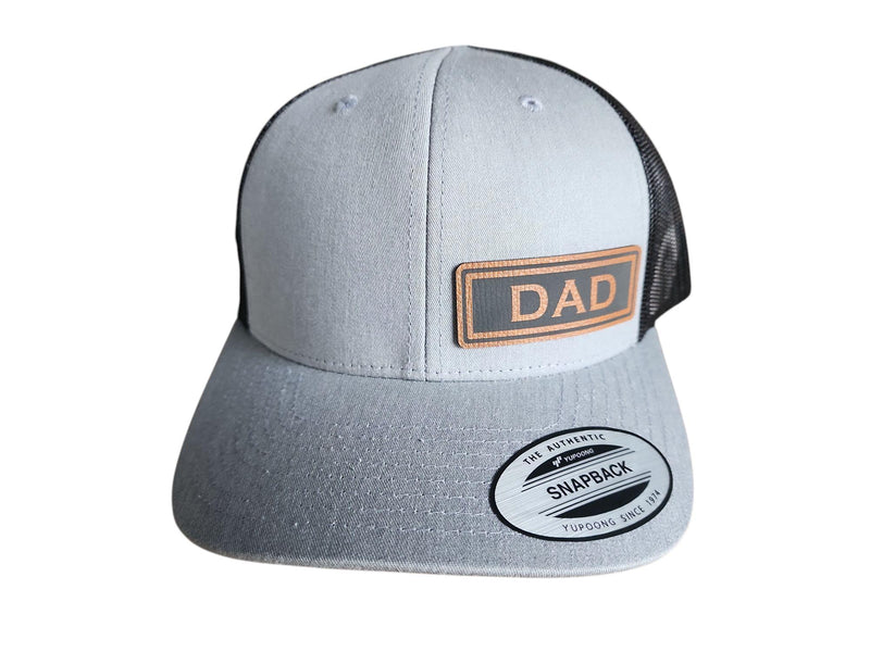 Personalized Dad Hat, Laser Engraved Leather Patch Snapback