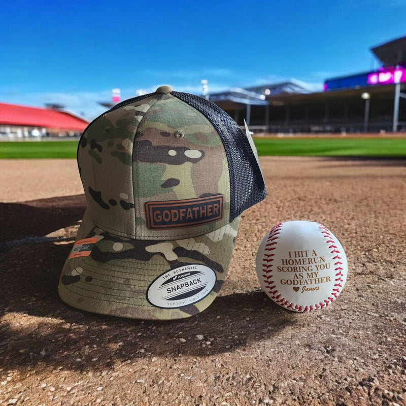 Personalized Godfather Baseball Set – Laser Engraved Hat & Bat Gift