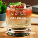 Personalized Prescription RX Funny Engraved Whiskey Glass Birthday Gift for Him, Dad, or Boyfriend