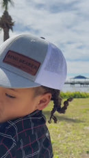 Personalized Tractor Farm Hat | Richardson 112 Youth or Adult Trucker Cap with Custom Leather Name Patch, Kids Birthday Gift for Him