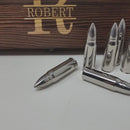 Personalized Wood Box Whiskey Bullet Gift Set Whiskey Stones Bourbon Stones Wood Box Father's Day Groomsmen Gifts for Dad Him Valentines