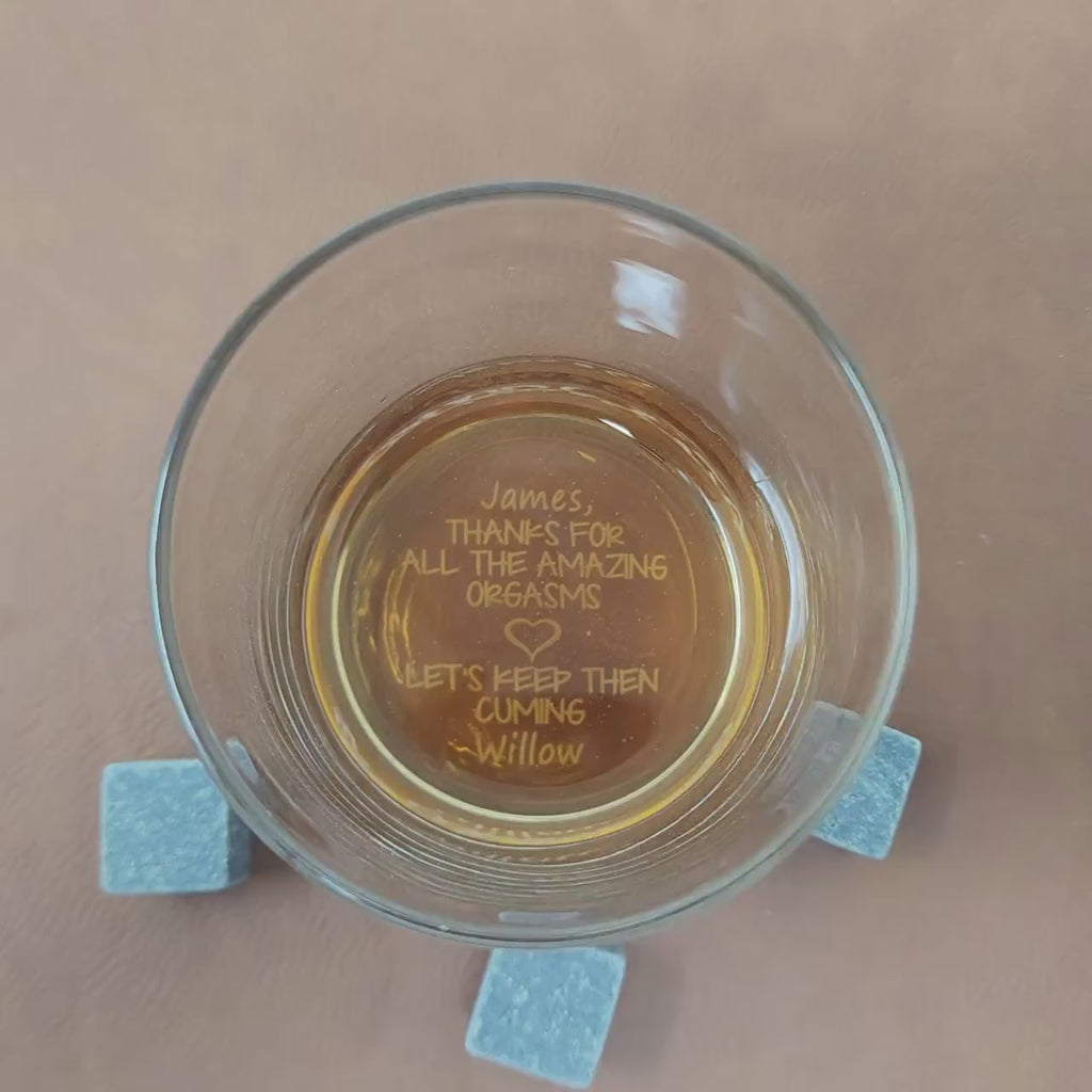 Funny Personalized Whiskey Glass, Valentines Day Gift for Him Thanks for all The Orgasms