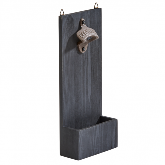 Black Wood Wall Bottle Opener, 12" x 5" - cheapgroomsmengifts