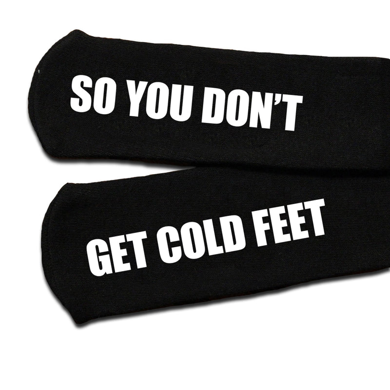 Personalized "Just So You Don't Get Cold Feet" Black Groom Socks