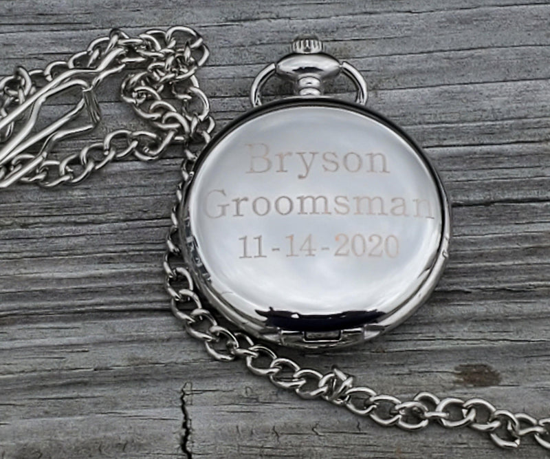 Personalized Silver Pocket Watch - cheapgroomsmengifts